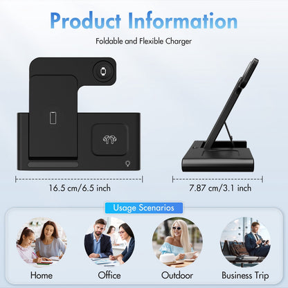 Wireless Charger,15W Wireless Charging Station Compatible with Iphone 17 16 15 14 13 12 11 8 Pro Max Mini plus X XR XS Max SE Plus,For Iwatch 10 9 8 7 6 5 4 3 2 SE Ultra,For Airpods 4 3 2
